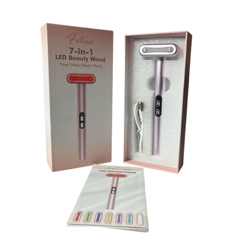 Fxtiaa 7 in 1 LED Beauty Wand Multi-Light Therapy Facial Device